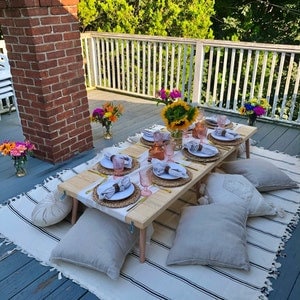 Wood table(28x60ınc h)13 boho table, wooden table, low foldable table,low table, boho picnic table,large garden table