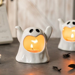 Halloween Ghost Candle Holder Ghost Ceramic Candle Holder - Etsy