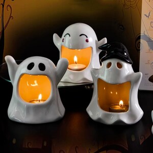 Halloween Ghost Candle Holder Ghost Ceramic Candle Holder - Etsy