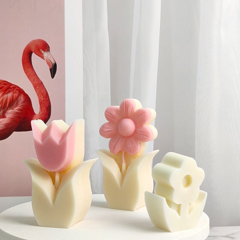 Tucireat Silicone Mould Flowers 3 Pieces Silicone Moulds Baking 3D Silicone  Baking Mould Mini Flowers Silicone Mould Flowers Cake Fondant Moulds