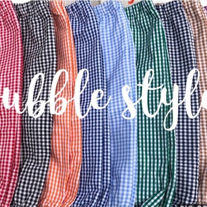 GINGHAM BUBBLE Fully LINED pants -6m, 9m, 12m, 18m, 2t, 3t, 4t, 5t Red, Navy, Light Khaki, Light blue, Kelly Green + more!