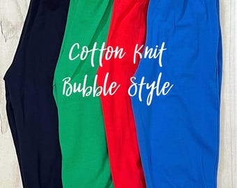 Cotton Knit Bubble Pants, Elastic Ankle Band
