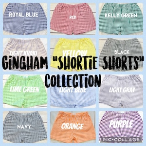 Gingham Fully Lined “Shortie Shorts” 12m, 18m, 2t, 3t, 4t, 5t, 6, 7, 8