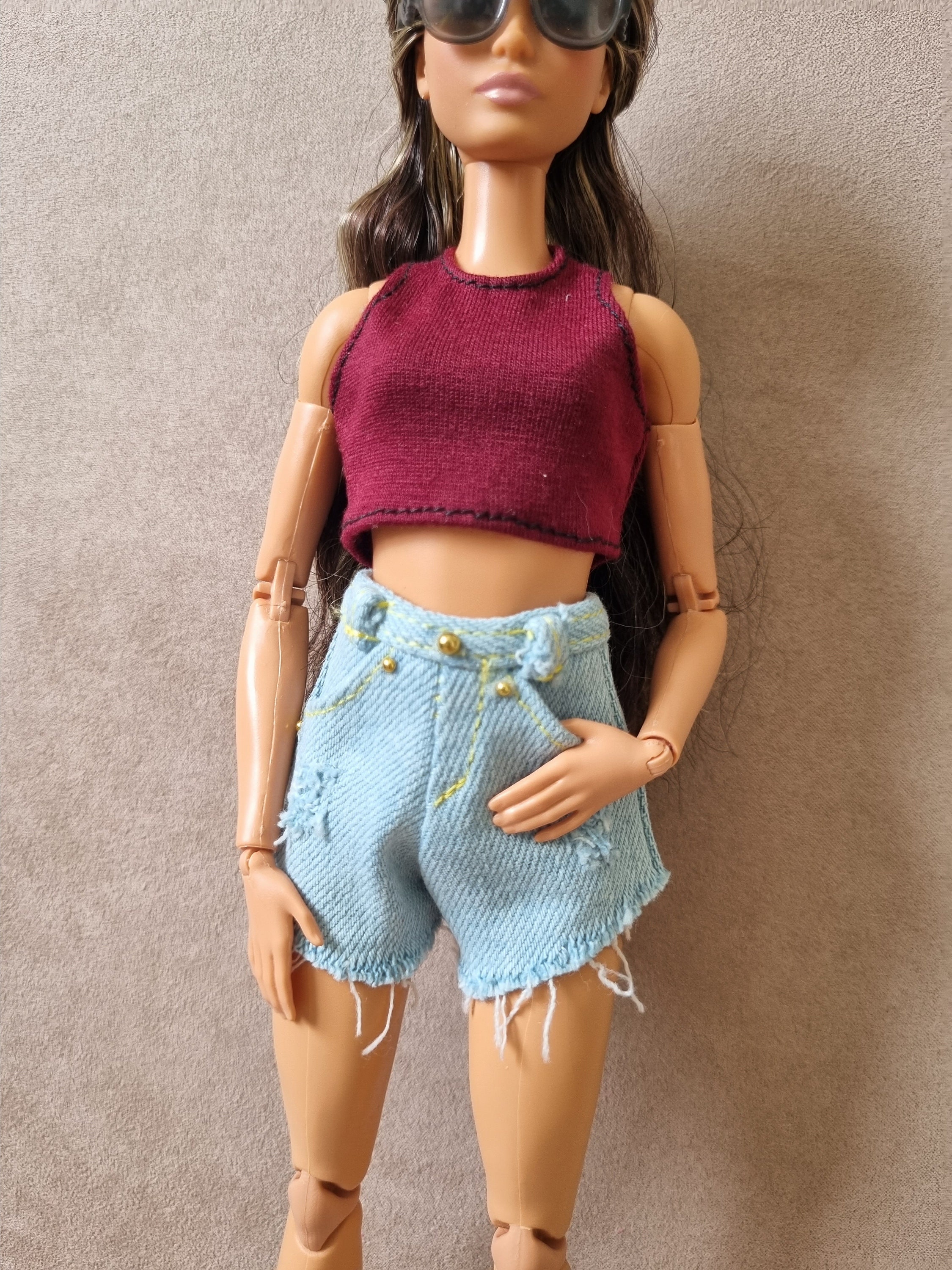 Como Fazer roupas Fácil para Barbie, Cropped e saia. D.I.Y roupas feita a  mão. dolls clothes 