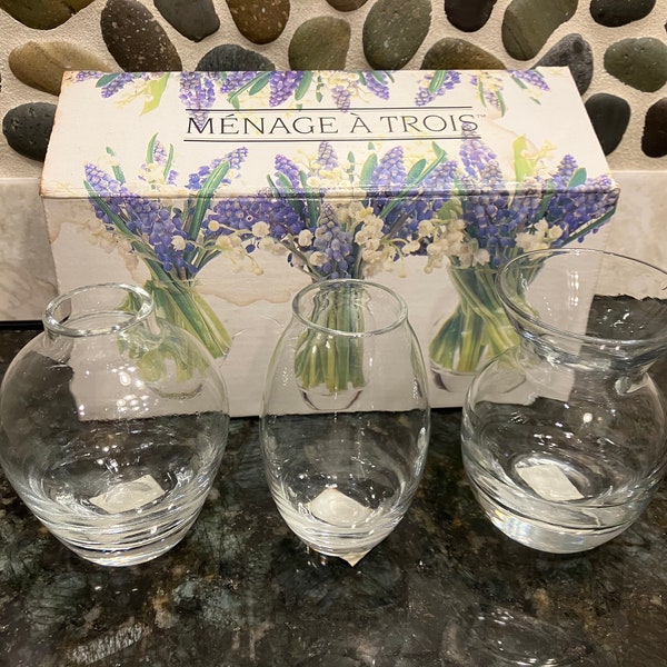 Vintage Glass Ménage À Trois Mini Vase Set