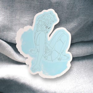 Vinyl Sticker Y2K Party Girl in Blue