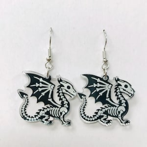 Cute Skeleton Dragon Earrings, Horror gift, Halloween Gifts
