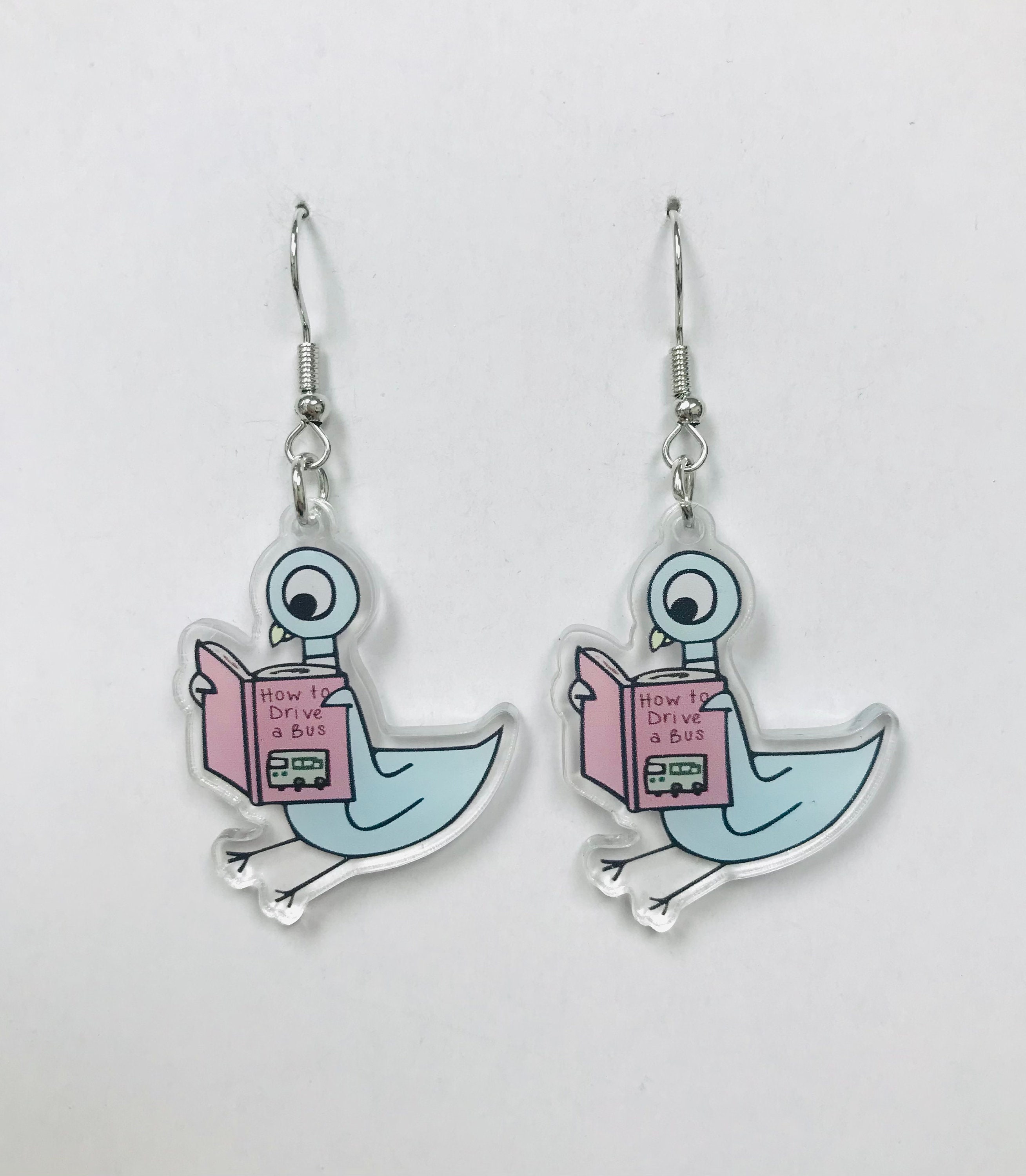 Pendientes de paloma, pendientes de patito, pendientes de personajes de libros, pendientes de maestro, regalo de agradecimiento para el maestro, pendientes de acrílico, leer más libros