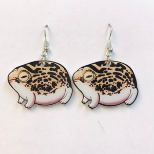 Desert Rain Frog Earrings, Acrylic Earrings, cottagecore frog Earrings, Kawaii Gift, Frog Charms, Creepy Frog Earrings, Howdy Frog Earrings