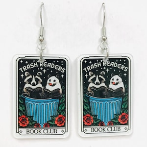 Acrylic Trash Readers Book Club Earrings, Book Lover Gift