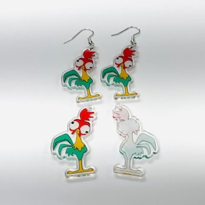 Cut Hahn Charms, Henne Ohrringe, Huhn Ohrringe, Acryl Charms, Acryl Ohrringe