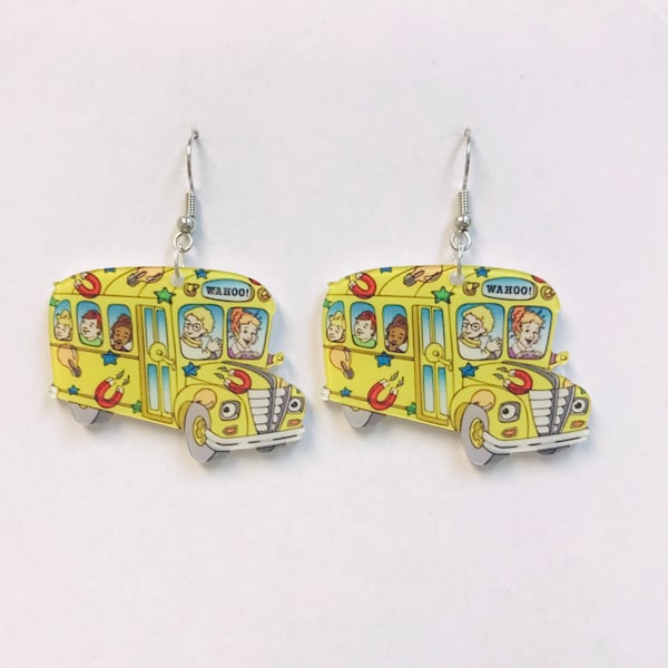 Magic School Bus Earrings, Science Earrings, Book Character Earrings, Teacher Appreciation Gift, Bookish earrings