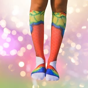 Mermaid Red Knee High Socks I 3D Printed Sublimation | Mermaid Lover Gift | Crazy Cute Socks I Unique Gift