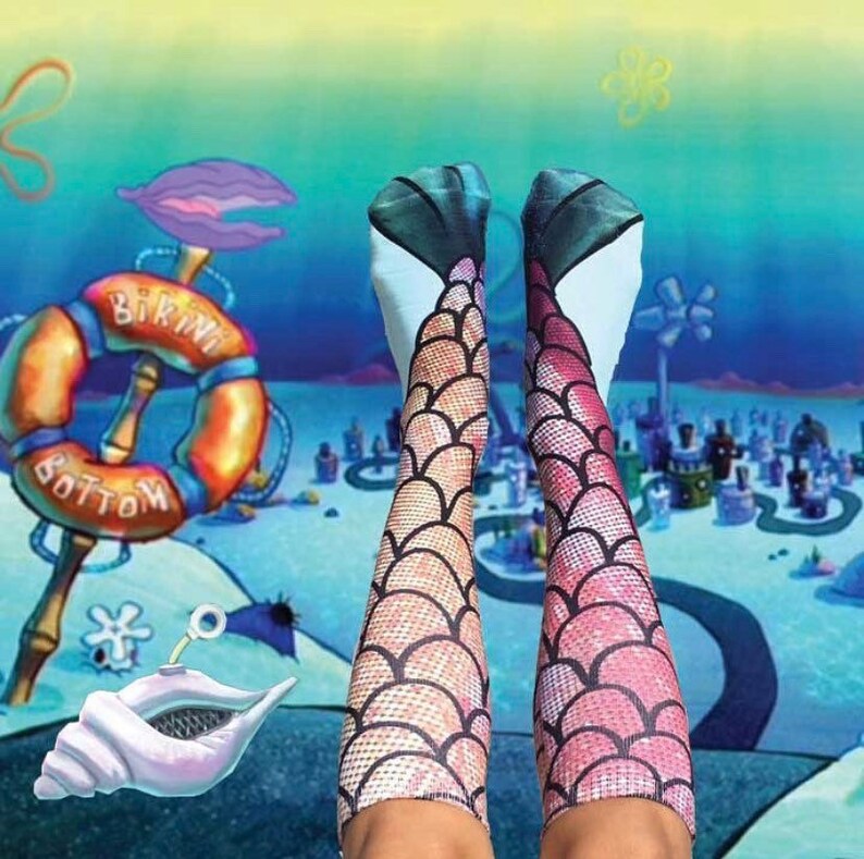 Colorful Mermaid Rainbow Knee High Socks 3D Printed image 9