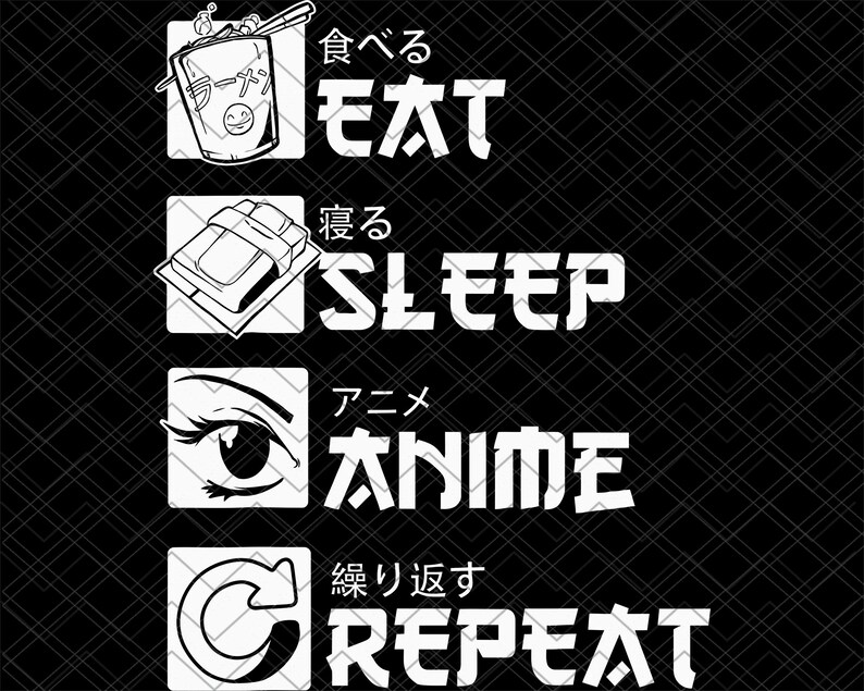 Download Eat Sleep Anime Repeat Svg Png Jpg Fan Anime Lover Otaku Etsy