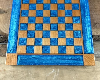 Caribbean Blue Cherry Wood Chess Board