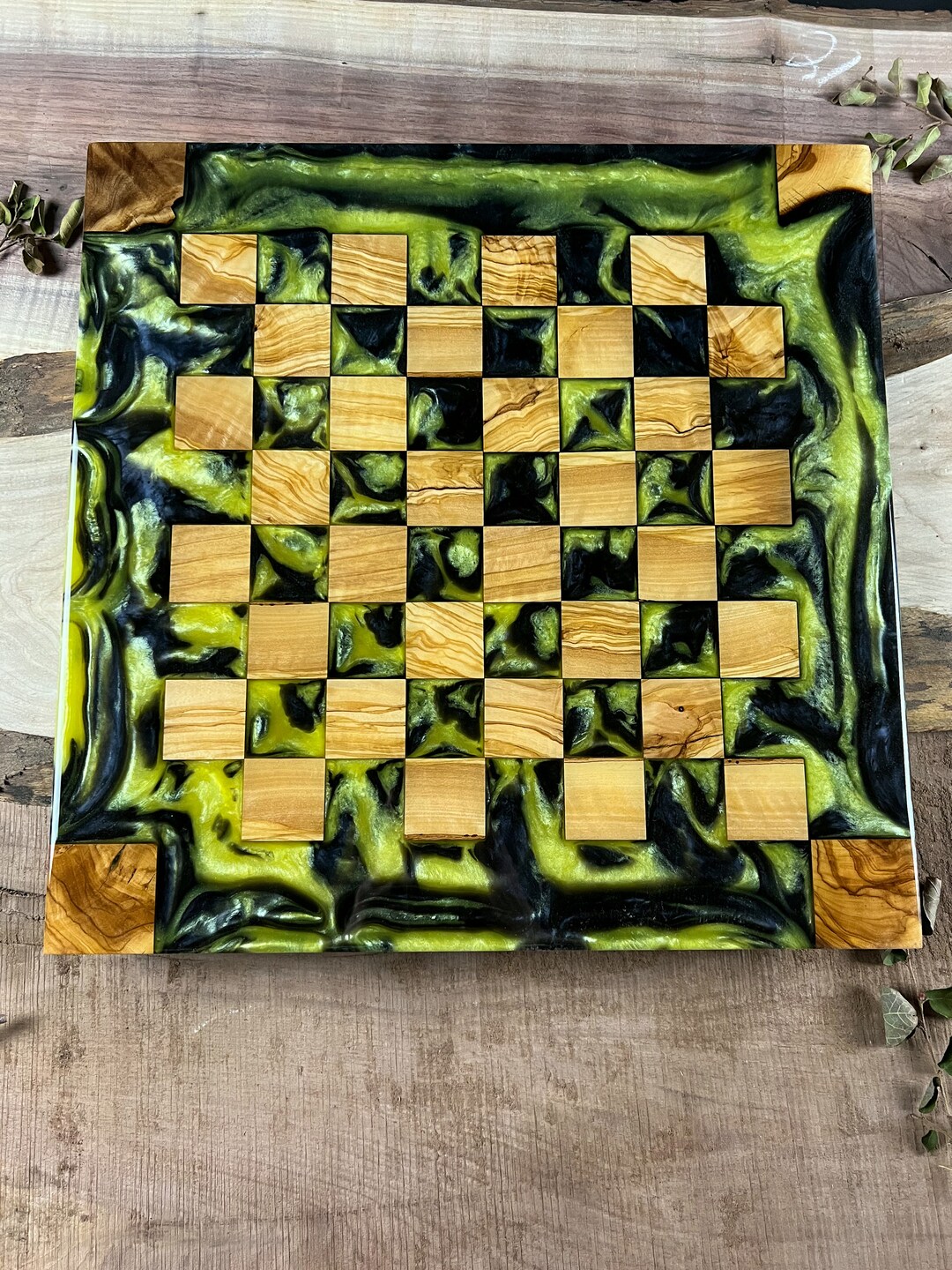 Hufflepuff House Olive Wood Resin Chess Board Etsy