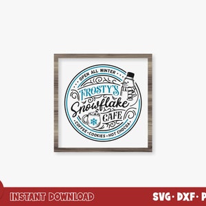frosty&#39;s snowflake cafe svg | frosty&#39;s cafe svg | vintage christmas svg | farmhouse christmas svg | rustic christmas svg
