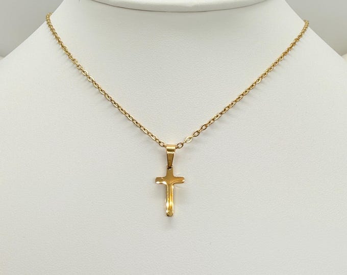 Cross pendant 18K Gold PVD necklace
