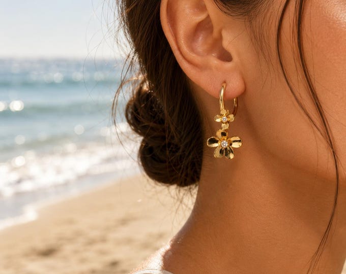Golden Blossom Hoops