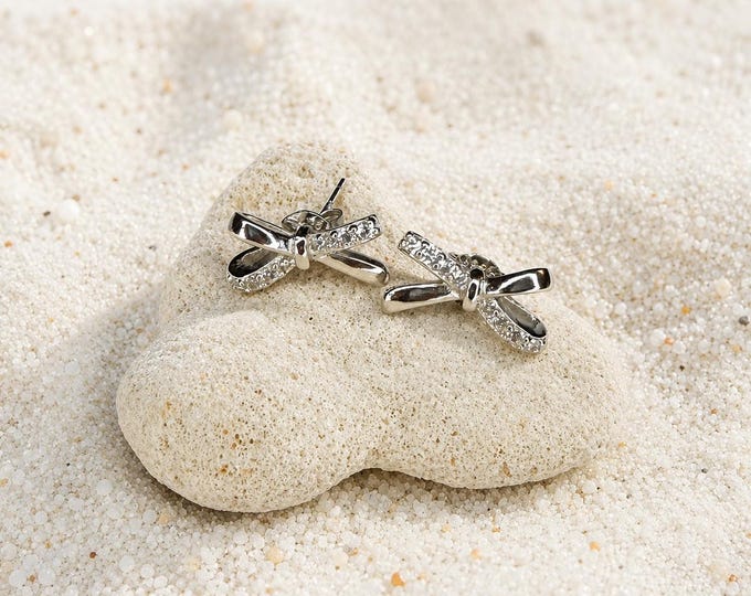 Bow Stud Sterling Silver Earrings