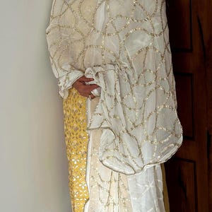 White Georgette embroidered Dupatta, Indian designer Dupatta, Pakistani Dupatta, Gift for Her/Him