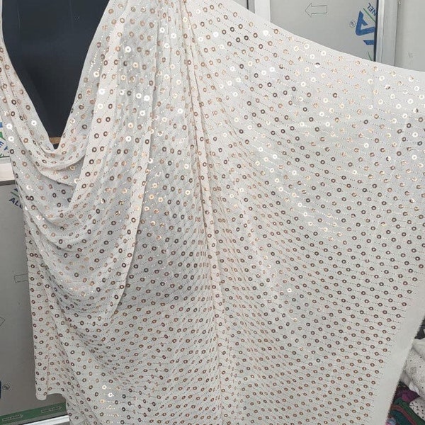 Dupatta d'avorio con lavoro Mukesh / Dupatta nuziale / Dupatta pakistano / Dupatta nuziale indiano / Stile Bollywood