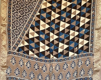 Attraktive Banarasi Dupatta, Dupatta mit natürlichen Farbstoffen Ajrakh Druck, Einzigartige Geometrische Print Dupatta, Stola, Schal, Wrap für Frauen