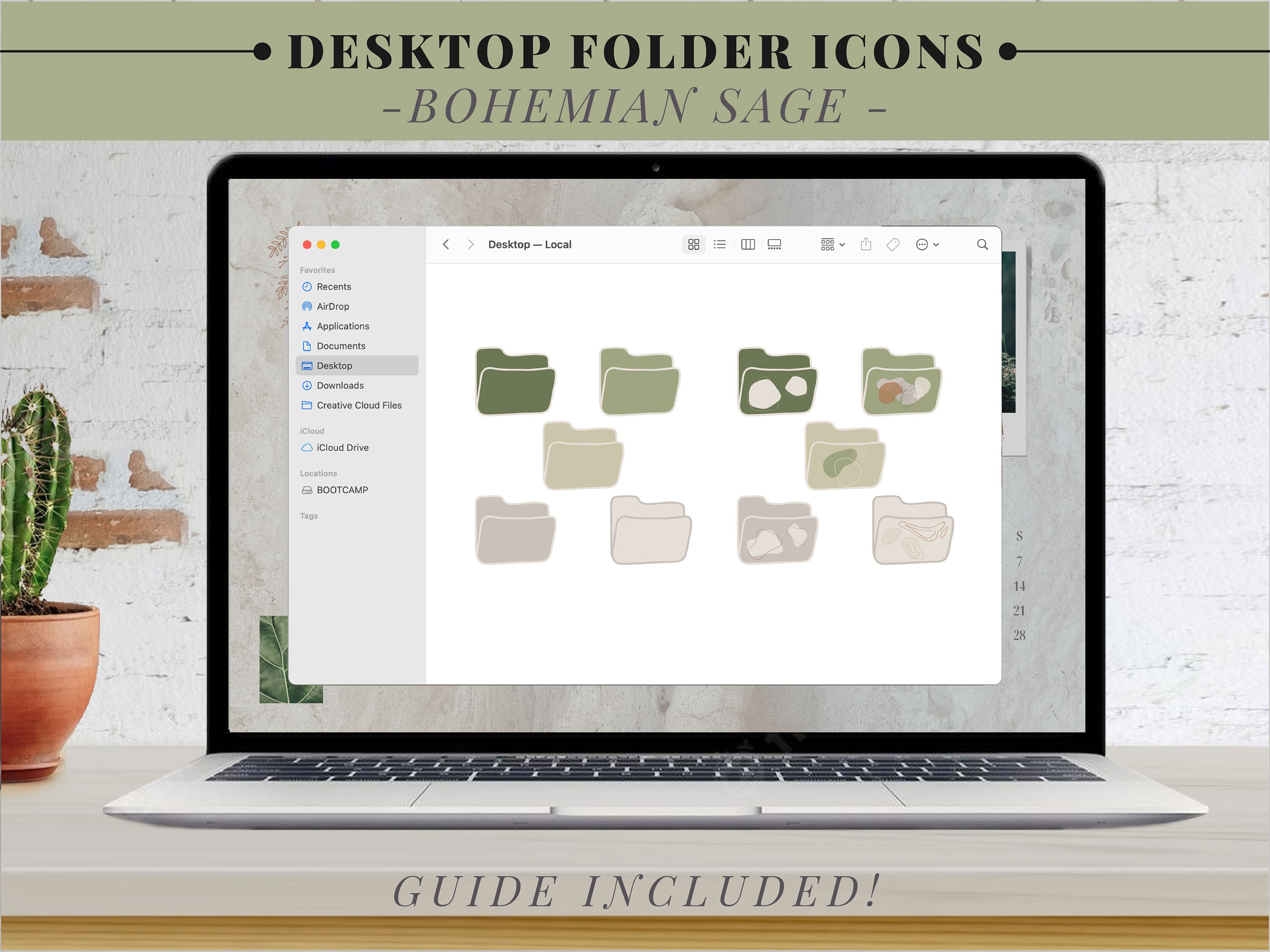 Bohemian Sage Desktop Folder Icons for Mac | Organic Minimal Folder ...