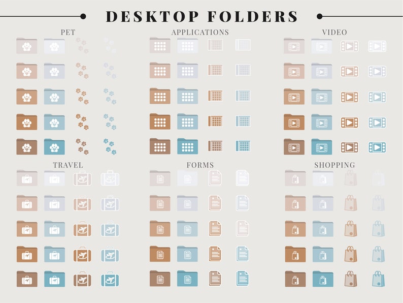 Desktop Organizer for MAC Boho Beachy File Folder Icons & Wallpapers