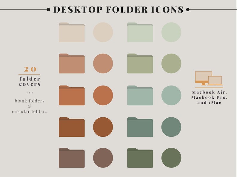 Organic Earthy Desktop Folder Icons for Mac | 20 Folder Icons - Etsy