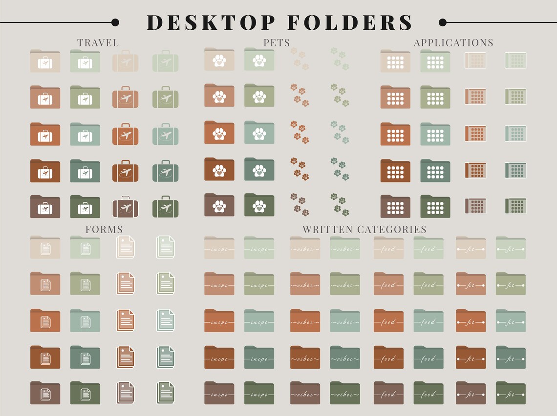 Desktop Organizer for Mac Earthy File Folder Icons & Etsy