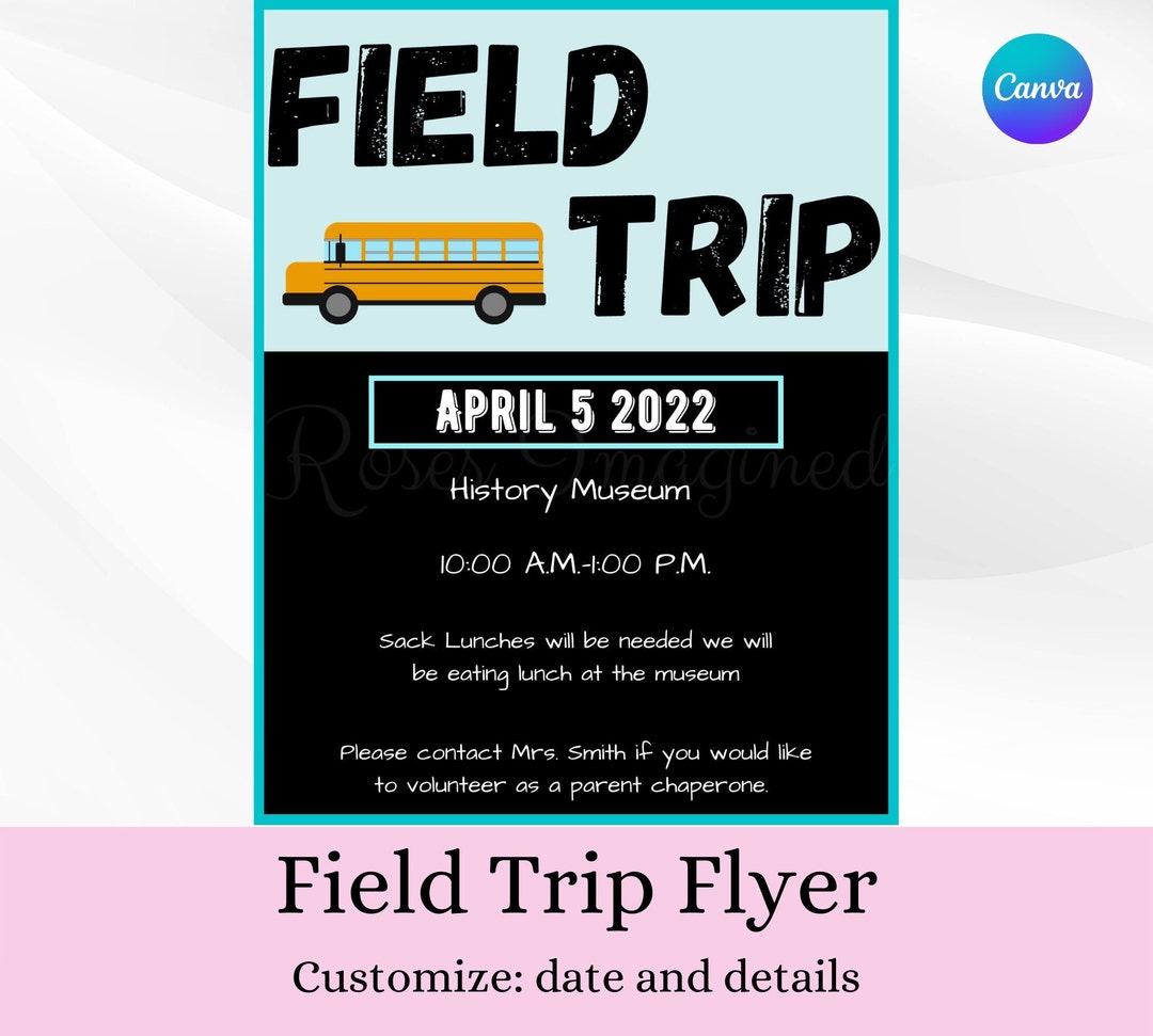 Field Trip and School Trip Flyer Canva Template Etsy