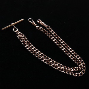 Antique English 9K Gold Double Albert Watch Chain Necklace C.1910