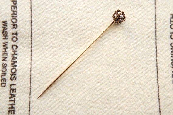 Victorian 9K Gold and Diamond Stick Pin. - image 1