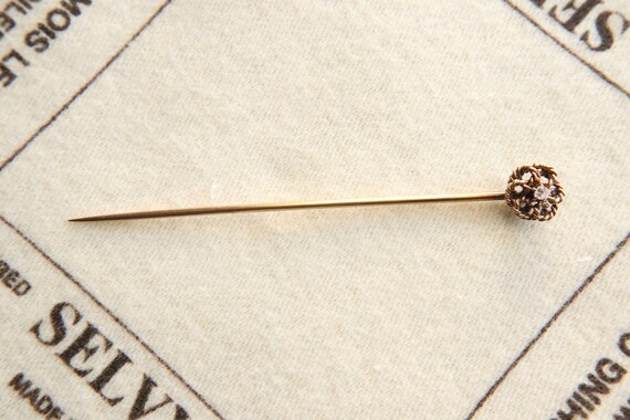 Victorian 9K Gold and Diamond Stick Pin. - image 6