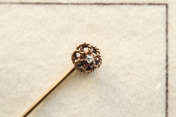 Victorian 9K Gold and Diamond Stick Pin. - image 2