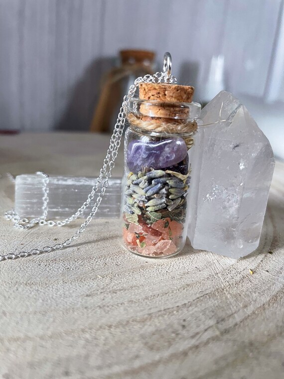 Calming Spell Jar Necklace for Peace Talisman Witchcraft - Etsy