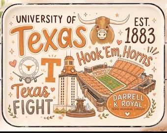 Universität von Texas Emaille Tablett-Lizenziert von Glory Haus