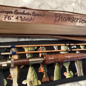 Fly Rod Handcrafted Bamboo - 7.5 ‘, 2 Piece, 2Tips, 4 Weight with Wood Case (PRICE REDUCED to 750 from 850)
