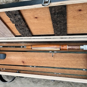 Handcrafted Graphite Fly Rod, Handmade Display Case and Two Fly Boxes, Multi-Wood Handle, 9&#39;, 3/4 wt., 4 piece