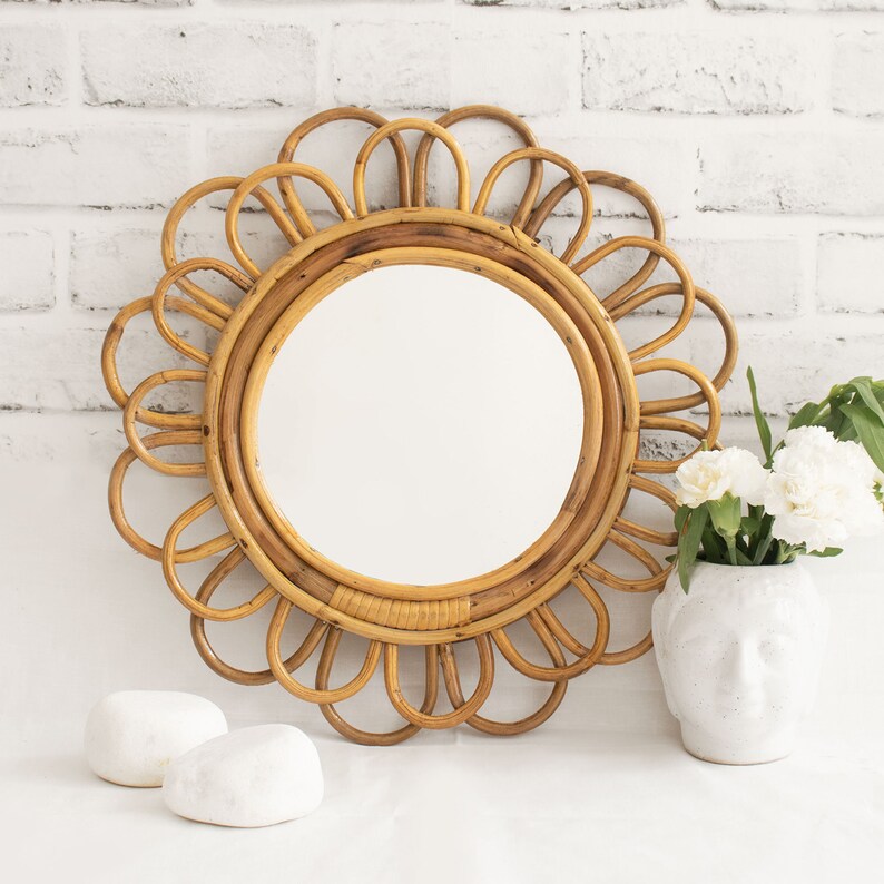Cane Mirror Rattan Mirror Boho Mirror Etsy