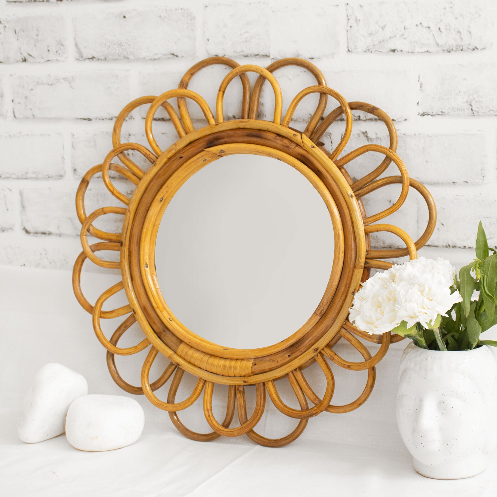 Cane Mirror Rattan Mirror Boho Mirror Etsy