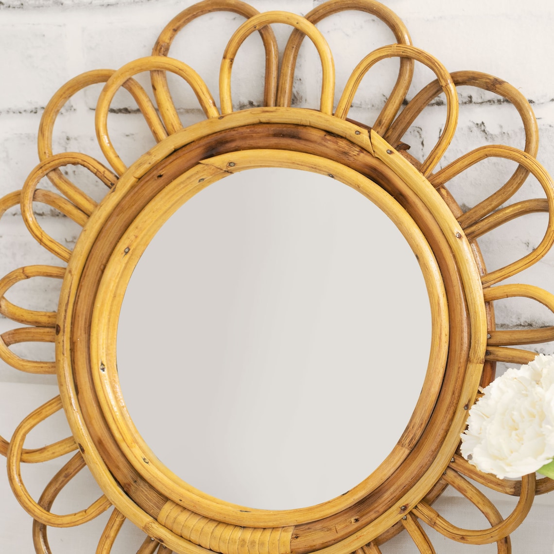Cane mirror Rattan mirror boho mirror Etsy