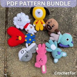 BT21 Amigurumi Crochet Pattern Bundle | 8 PDF Patterns with Video Tutorial | BTS