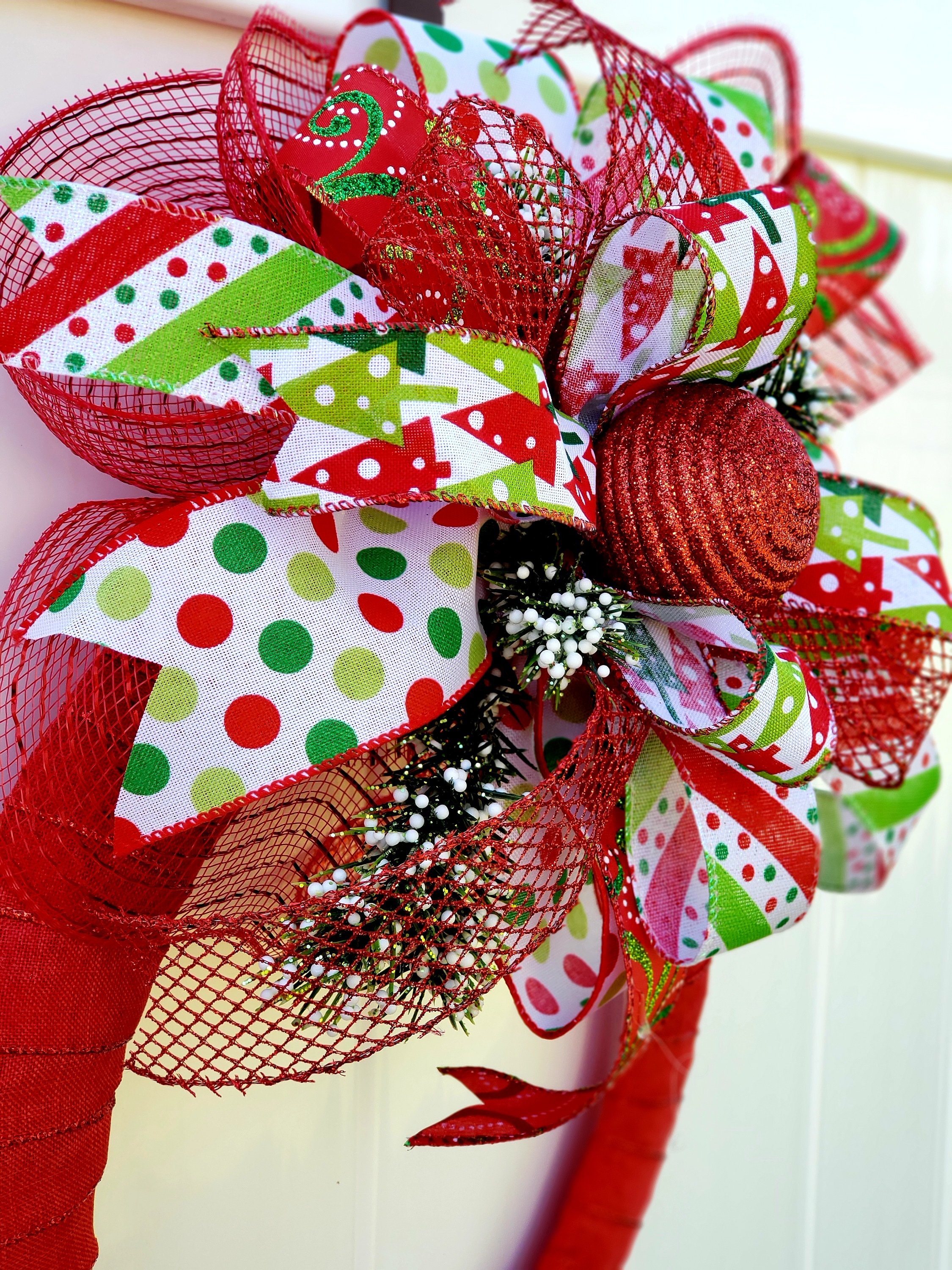 Christmas Wreath With Ribbons Holiday Door Decor - Etsy Australia