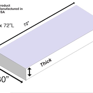 May include: A white rectangular foam mattress with dimensions of 30 inches wide by 72 inches long. The mattress is 12 inches thick.