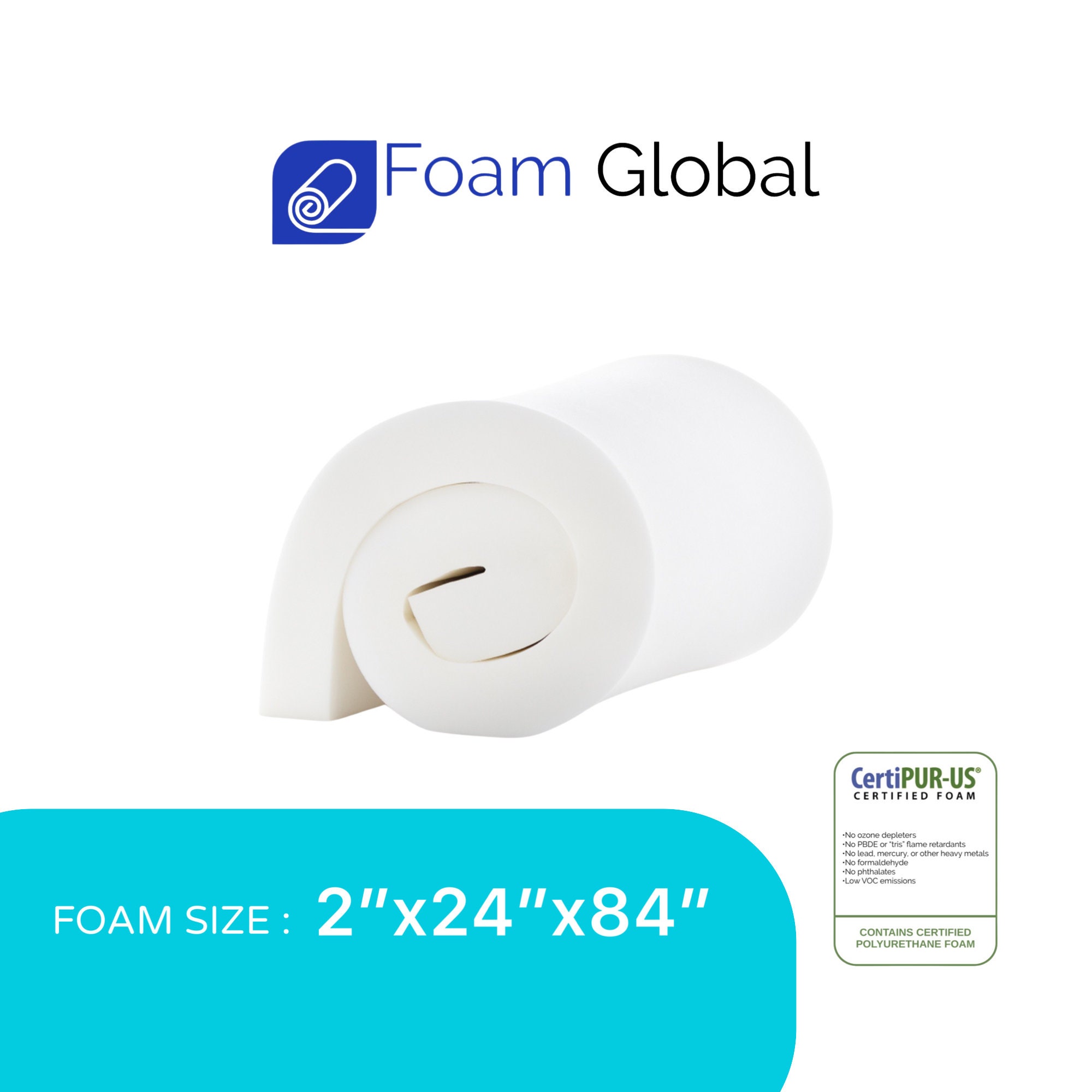  Foamma 2 x 24 x 24 High Density Upholstery Foam Padding,  Thick-Custom Pillow, Chair, and Couch Cushion Replacement Foam, Craft Foam  Upholstery Supplies, Foam Pad for Cushions and Seat Repair 