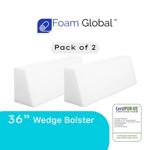 May include: Two white 36-inch wedge bolsters made of CertiPUR-US certified polyurethane foam. The bolsters are angled and are ideal for supporting the body.