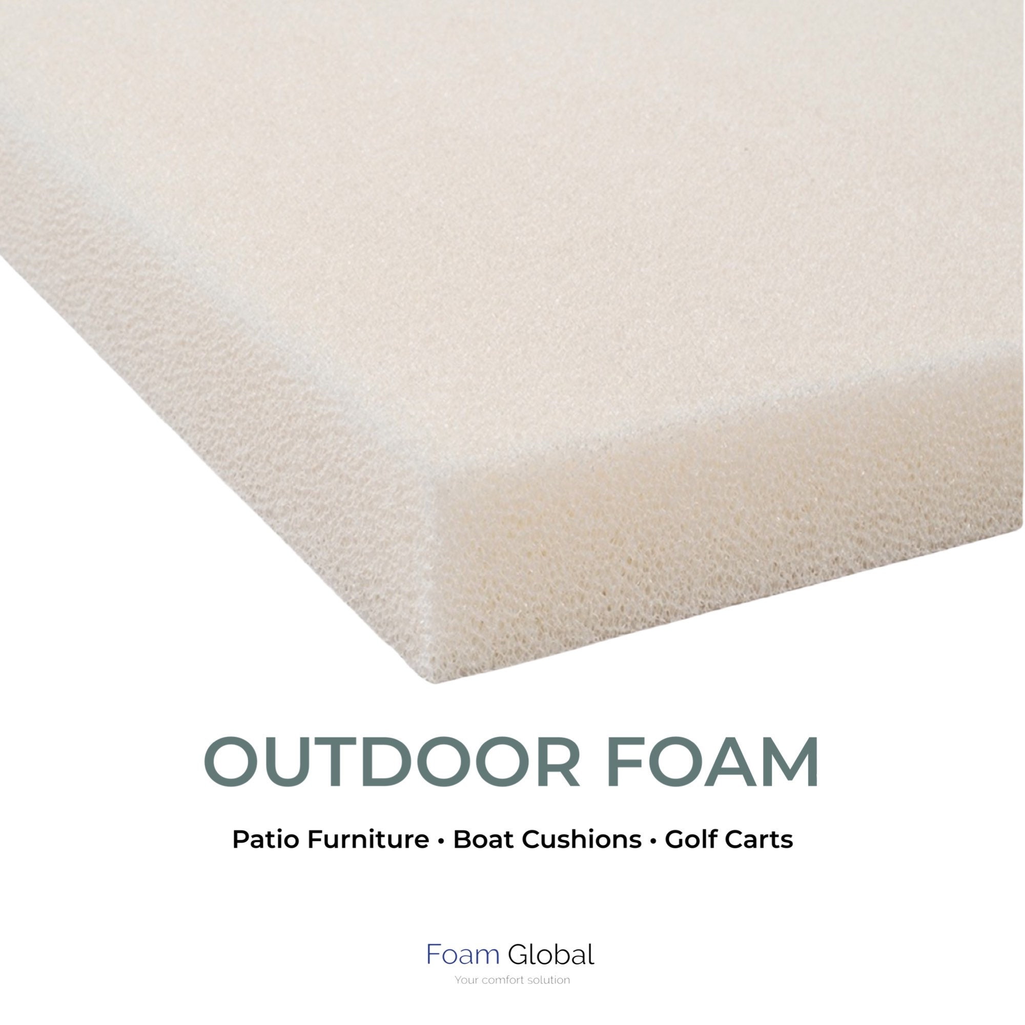 FoamWorld Upholstery Foam Cushion High Density, 6 H x 24 W x 72 L